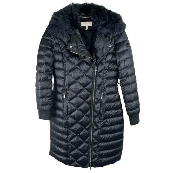 Escada Sport Black Quilted Real Fur Trim Long Down Winter Puffer Jacket Coat 6 - Picture 1 of 16